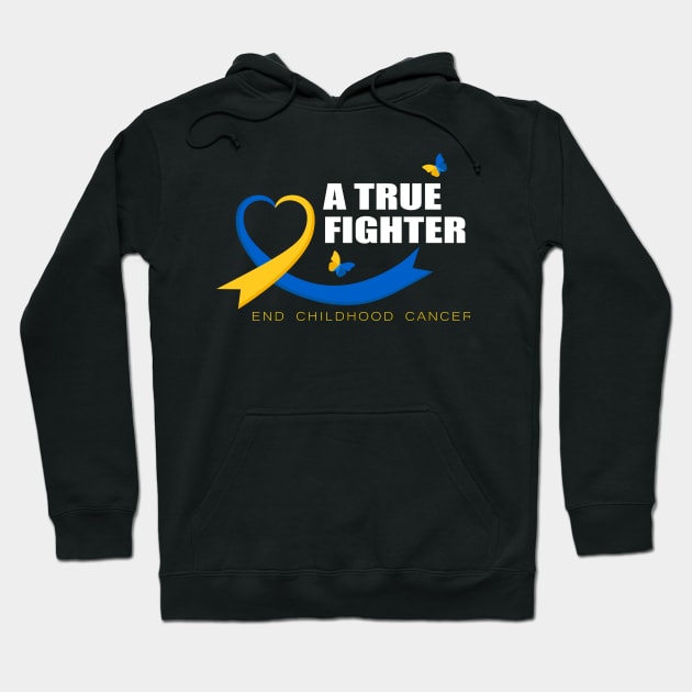 A True Fighter Childhood Cancer Awareness Hoodie by Sunoria